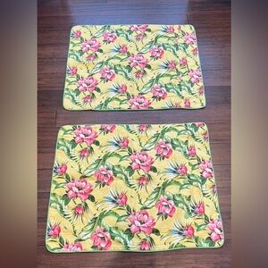 WAVERLY COTTON EURO PILLOW SHAMS FLORAL STRIPE TROPICAL BRIGHT COLORS Set of 2